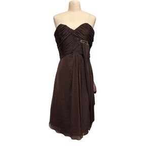 Vintage Jordan Couture Collection Strapless Brown Chiffon Dress With Ruching Bea